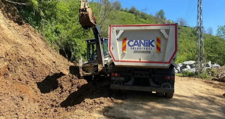 Canik’te kırsal mahallelerde yol çalışmaları devam ediyor