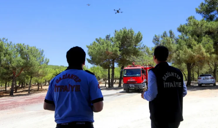 Gaziantep’te termal drone ile yangın nöbeti