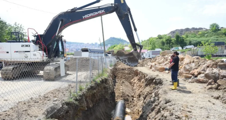 Giresun’da 300 metrelik yağmur suyu hattı çalışması