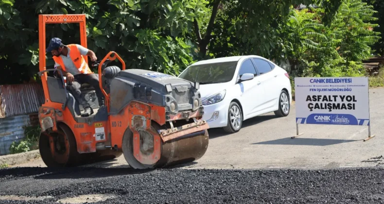 Canik’te asfalt yol yapım çalışmaları sürüyor