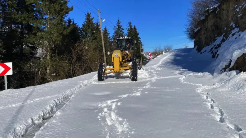 Trabzon Büyükşehir ekipleri karla mücadelede sahada