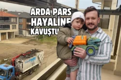 Düzce’de çöp kamyonu hayranı Arda Pars’a sürpriz yapıldı