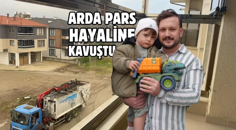 Düzce’de çöp kamyonu hayranı Arda Pars’a sürpriz yapıldı