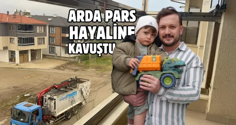 Düzce’de çöp kamyonu hayranı Arda Pars’a sürpriz yapıldı