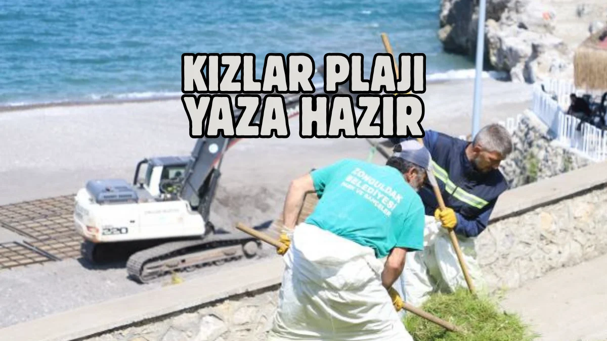 Zonguldak’ın hareketli noktalarından Kızlar Plajı’nda, yaz sezonu öncesi son hazırlıklar