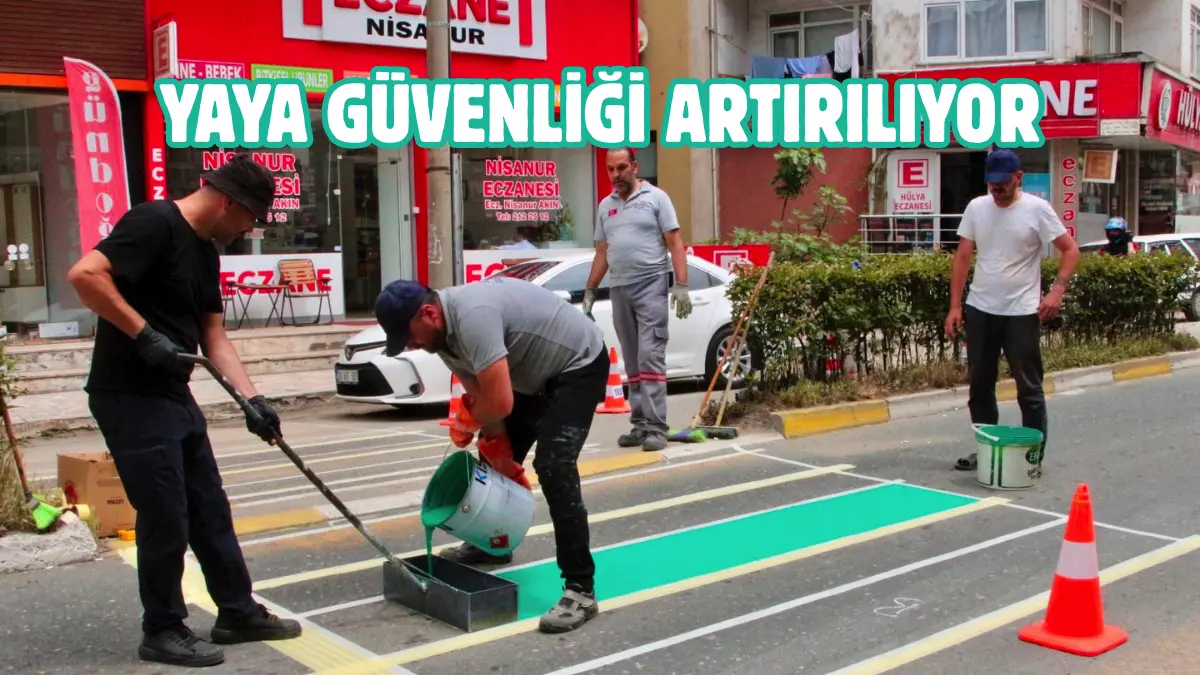 Giresun Belediyesi, kent genelinde yaya güvenliğini artırmak amacıyla yaya geçitlerinde