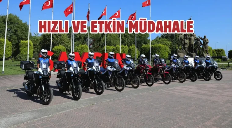 Samsun’da motosikletli zabıta ekipleri sahada