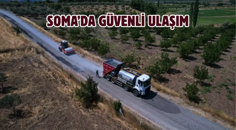 Manisa Soma’da 8 km’lik yol yenileniyor