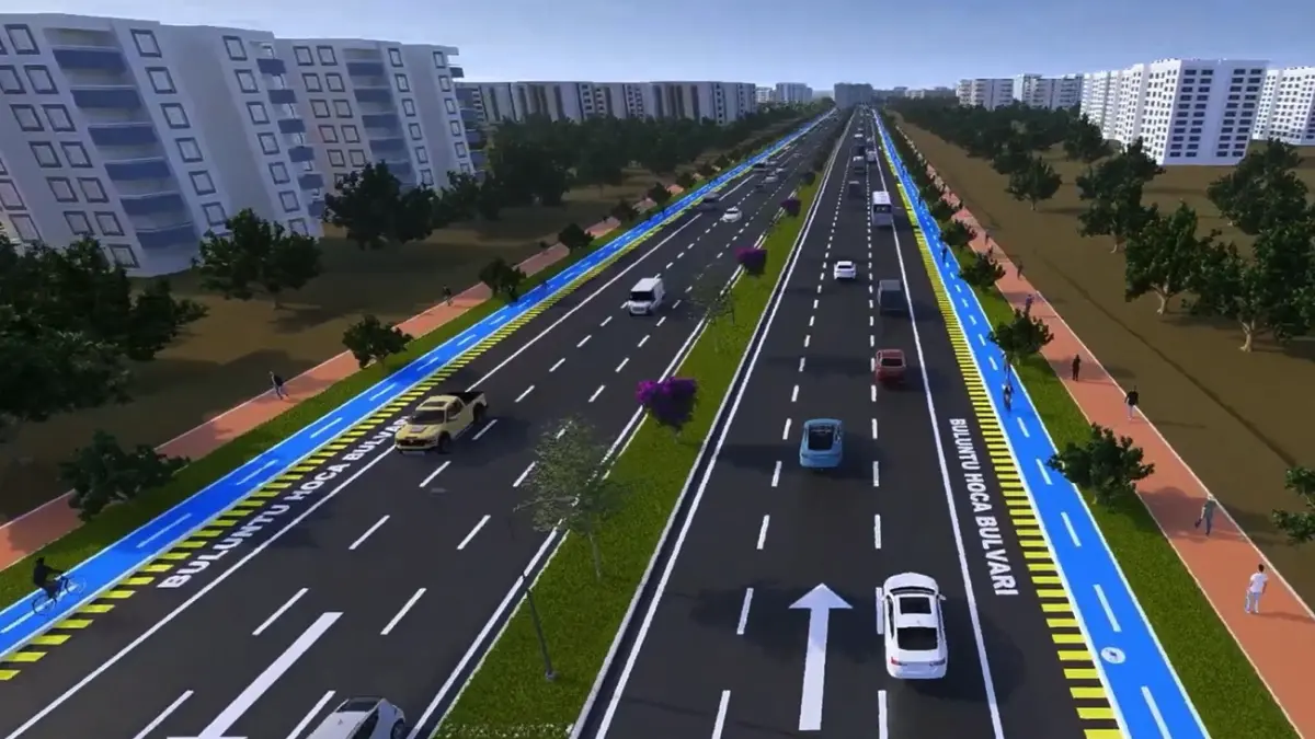 Şanlıurfa Büyükşehir Belediyesi’nin Karaköprü’de yürüttüğü 7 kilometrelik bisiklet yolu projesinde